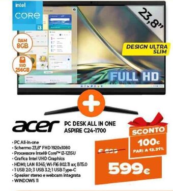 Expert acer PC Desk All in One Aspire C24-1700 offerta