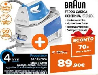 Expert Braun Ferro Carica Continua IS1012BL offerta