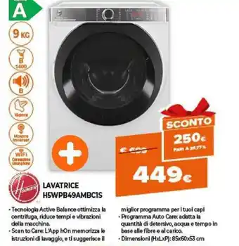 Expert Hoover Lavatrice H5WPB49AMBC1S offerta