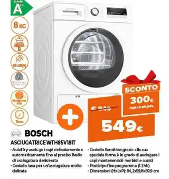 Expert Bosch Asciugatrice WTH85V18IT offerta