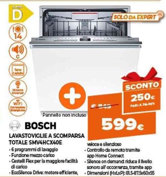 Expert Bosch Lavastoviglie a Scomparsa Totale SMV4HCX40E offerta
