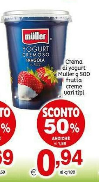Elite Muller Crema Di Yogurt Fragola In Pezzi 500 G(ml) offerta