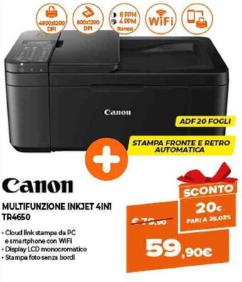 Expert Canon Multifunzione Inkjet 4in1 TR4650 offerta
