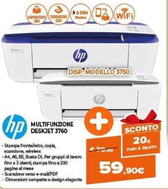 Expert hp Multifunzione Deskjet 3760 offerta