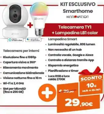 Expert EZVIZ Telecamera TY1 + Lampadina LB1 color offerta
