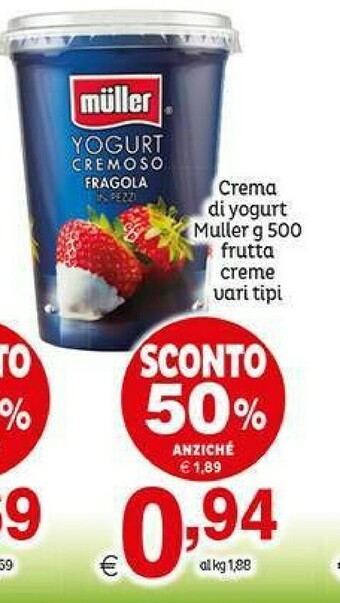 Elite Muller Crema Di Yogurt Fragola In Pezzi 500 G(ml) offerta