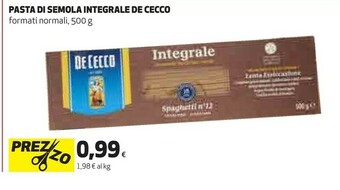 Ipercoop De Cecco Pasta di semola offerta