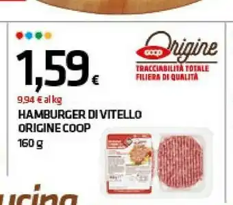 Superconti Coop - Hamburger Di Vitello Con Bovino Adulto 160 G(ml) offerta