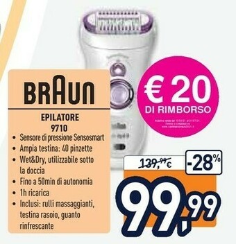 Unieuro Braun Silk-épil 9 9-710, Epilatore Elettrico Donna Per Una Rimozione Duratura Dei Peli offerta