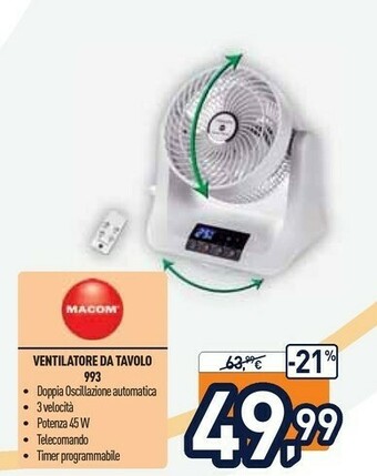 Macom Ventilatore Da Tavolo 993