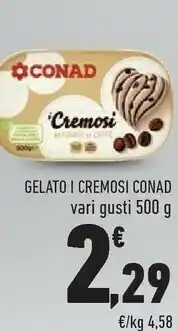 Conad City Conad - Gelato Al Pistacchio Affogato Al Gianduia I Cremosi 500 G(ml) offerta