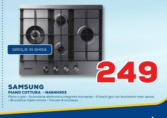 Euronics Samsung NA64H3030BK Nero Da Incasso 60 Cm Gas 4 Fornello(i) offerta