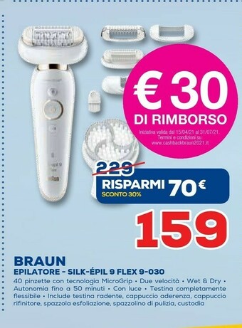 Euronics Braun Silk-épil 9 Flex 9-030, Epilatore Elettrico Donna Con Testina Flessibile offerta