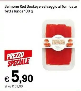 Iper La Grande Salmone Red Sockeye Selvaggio Affumicato Fetta Lunga 100 G offerta