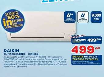 Euronics Daikin ATXC25B/ARXC25B Condizionatore Fisso Climatizzatore Split System Beige, Bianco offerta