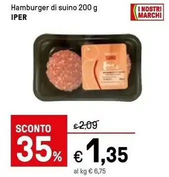 Iper La Grande Iper Hamburger Di Suino 200 G offerta