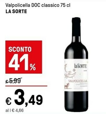 Iper La Grande La Sorte Valpolicella DOC Classico offerta