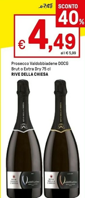 Iper La Grande Rive Della Chiesa Prosecco Valdobbiadene Docg Brut offerta