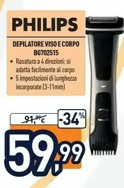 Unieuro Philips 7000 Series BG7025/13 Rasoio Elettrico / Regolabarba / Tagliabasette Nero offerta