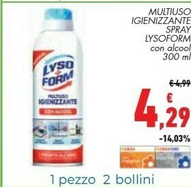 Conad City Lysoform Multiuso Igienizzante Spray Con Alcool offerta