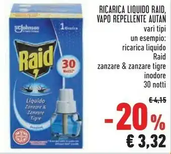 Conad Raid Ricarica Liquido Zanzare offerta