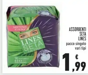 Conad Lines Assorbenti Seta Pacco Singolo Anatomico offerta