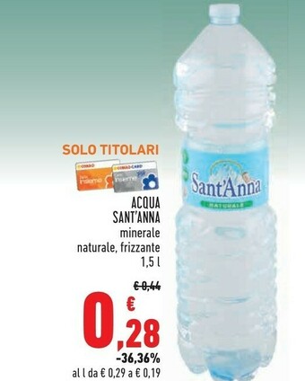 Conad Sant'anna Acqua Minerale Naturale 1500 G(ml) offerta