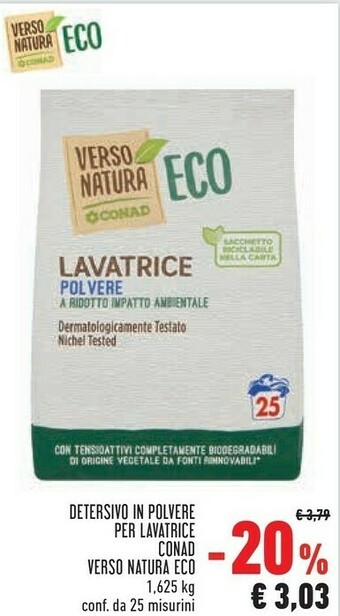 Conad Conad Detersivo In Polvere Per Lavatrice Verso Natura Eco offerta