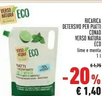 Conad Conad Ricarica Detersivo Per Piatti Verso Natura Eco Lime E Menta offerta