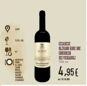 Conad Superstore Cesanese Olevano Kone Doc Consorzio Dei Vignaroli offerta