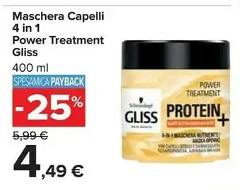 Carrefour Pantene Gliss Maschera Capelli 4 In 1 Power Treatment offerta