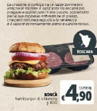 Deco Supermercati Boncà Hamburger Di Chianina 400 G(ml) offerta