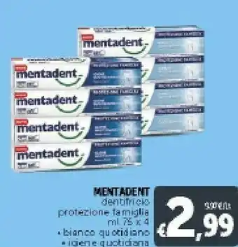 Deco Supermercati Parmalat Mentadent Dentifricio Protezione Famiglia Bianco Quotidiano offerta
