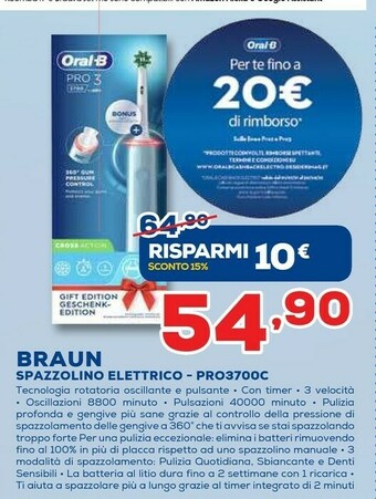 Euronics Braun PRO3700C offerta