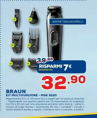 Euronics Braun MGK 3020 Ricaricabile Nero Tagliacapelli offerta