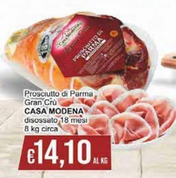 Casa Modena Prosciutto di Parma Gran Cru disossato 18 mesi 8 kg offerta di Italy Cash
