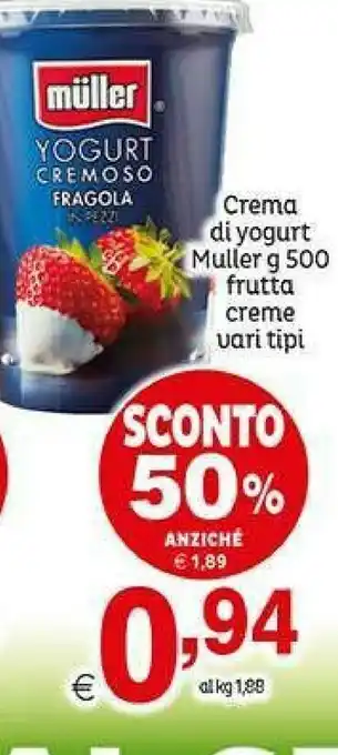 Elite Muller Crema Di Yogurt Fragola In Pezzi 500 G(ml) offerta