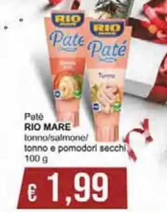 Italy Cash Rio Mare Pate tonno/salmone/tonno e pomodori secchi 100 g offerta