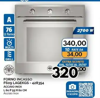 Orizzonte Forno Incasso F609 Lagekgs-428354 Acciaio Inox offerta