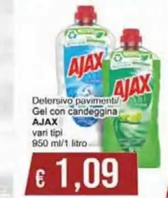 Ajax Detersivo pavimenti Gel con candeggina vari tipi 950 ml/1 Litro