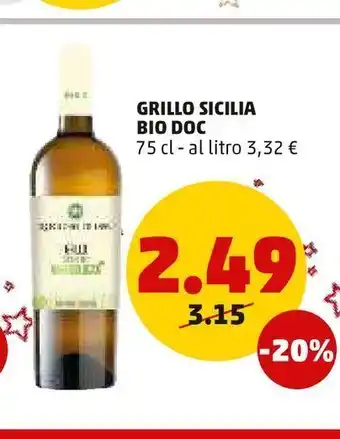 PENNY Grillo sicilia bio doc offerta