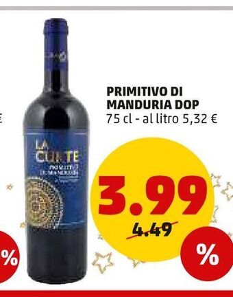 PENNY Primitivo di manduria dop 75 cl offerta