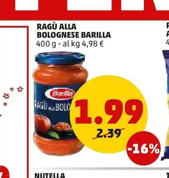 PENNY Ragu bolognese barilla 400 g offerta