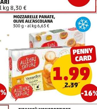PENNY Mozzarelle panate olive all'ascolana 300 g offerta