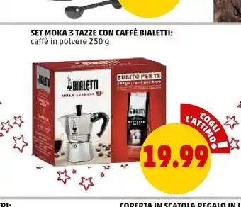 Set moka 3 tazze con caffè bialetti