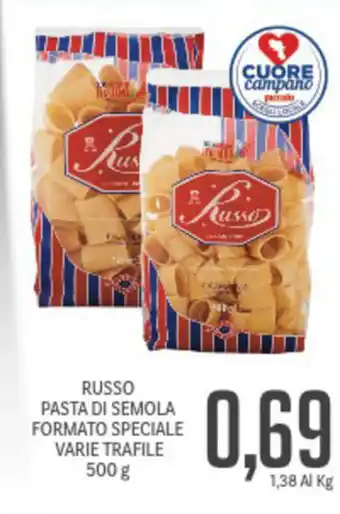 Supermercati Piccolo Russo Pasta di Semola Formato Speciale Varie Trafile 500g offerta
