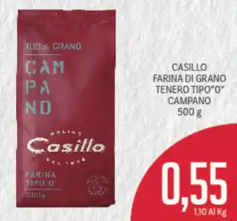 Supermercati Piccolo Casillo Farina di Grano Tenero Tip "O" Campano 500g offerta