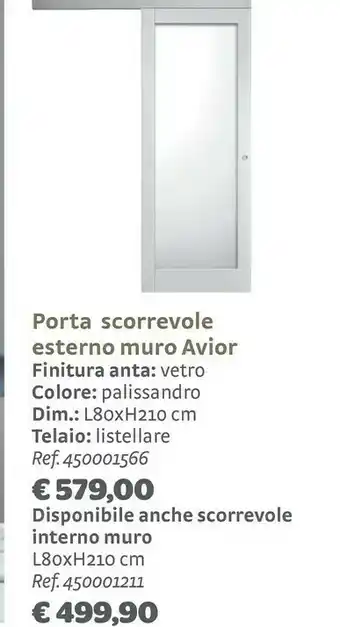 Bricocenter Porta Scorrevole Esterno Muro Avior offerta