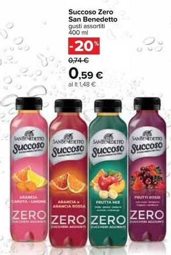 Carrefour San Benedetto Succoso Frutti Rossi Uva Rossa, Lampone, Fragola, Sambuco Zero 400 G(ml) offerta