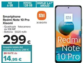 Carrefour Xiaomi Smartphone Redmi Note 10 Pro offerta